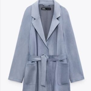 Zara Powder Blue Belted Trench Coat